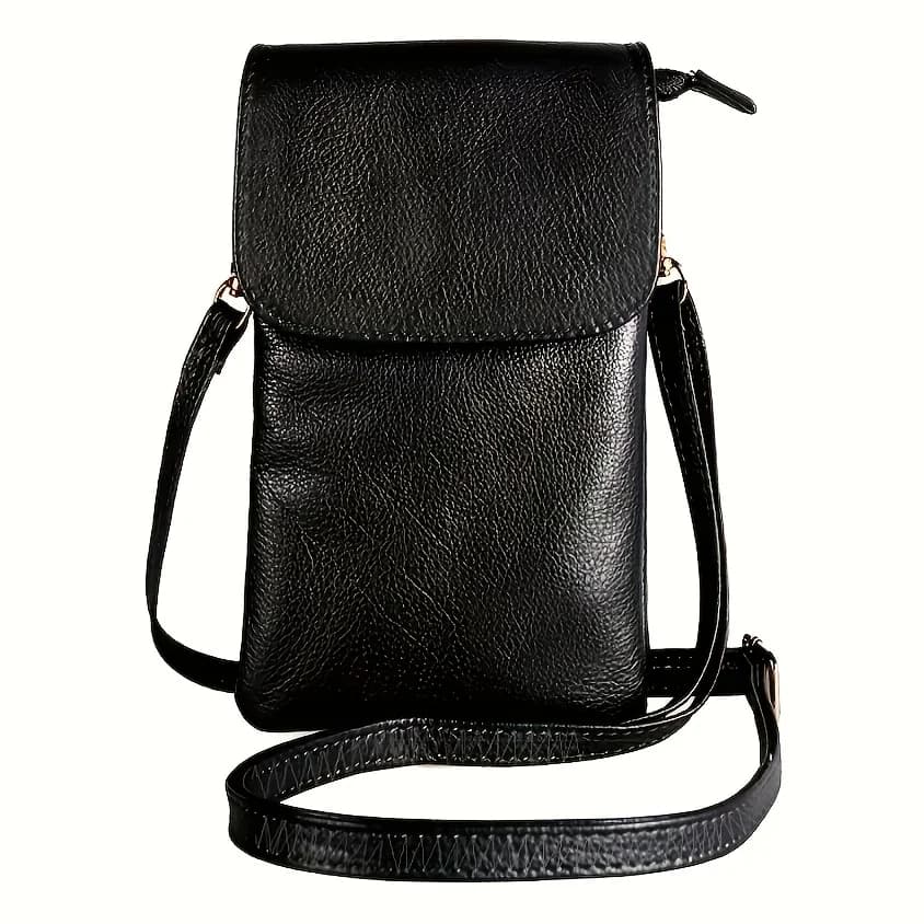 Simple Women's Shoulder Bag With 3-Layer Zipper Soft Leather Crossbody bag Mini Small Bag Wallet With Multiple Compartments Larg