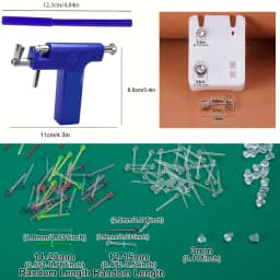 About 189pcs Mix Ear Piercing Kit Include Ear Piercing Tool Piercing Stud Earrings Flexible Colorful Earring Retainer & Backs