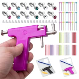 About 189pcs Mix Ear Piercing Kit Include Ear Piercing Tool Piercing Stud Earrings Flexible Colorful Earring Retainer & Backs