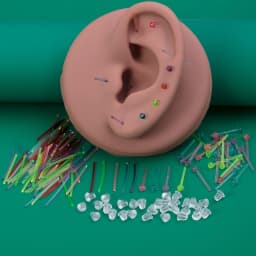 About 189pcs Mix Ear Piercing Kit Include Ear Piercing Tool Piercing Stud Earrings Flexible Colorful Earring Retainer & Backs