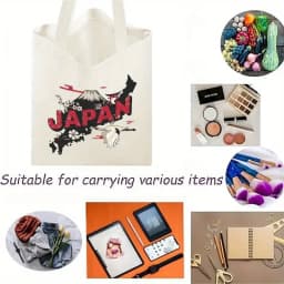 Cartoon Cat Printed Women's Canvas Single Shoulder Handbag Cartoon Animal Commuter Shopping Bag Reusable Handbag