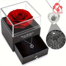 1pc Love Pendant Necklace, Artificial Rose Gift Box Set, for Mother'S Day, Valentine'S Day, Wife, Daughter, Grandmother