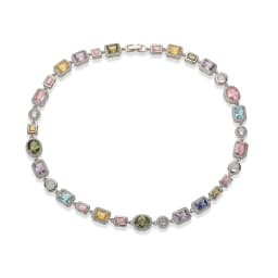 18K Gold Plated Square and Round Multicoloured Semi-Precious Stone Mosaic Design Jewellery Bracelet/Necklace Unisex Jewellery