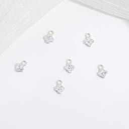 6pcs/S925 Sterling Silver 4mm*5.6mm Inlaid Zircon Clover Charm DIY Handcrafted Bracelet And Necklace Jewelry Accessory SD116