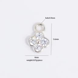 6pcs/S925 Sterling Silver 4mm*5.6mm Inlaid Zircon Clover Charm DIY Handcrafted Bracelet And Necklace Jewelry Accessory SD116