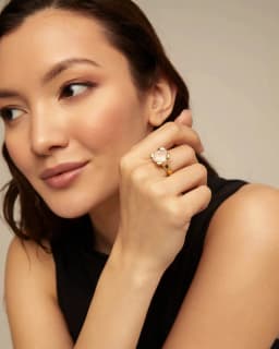 2025 new popular niche design geometric quadrilateral blue 10MM crystal ring simple yet eye-catching
