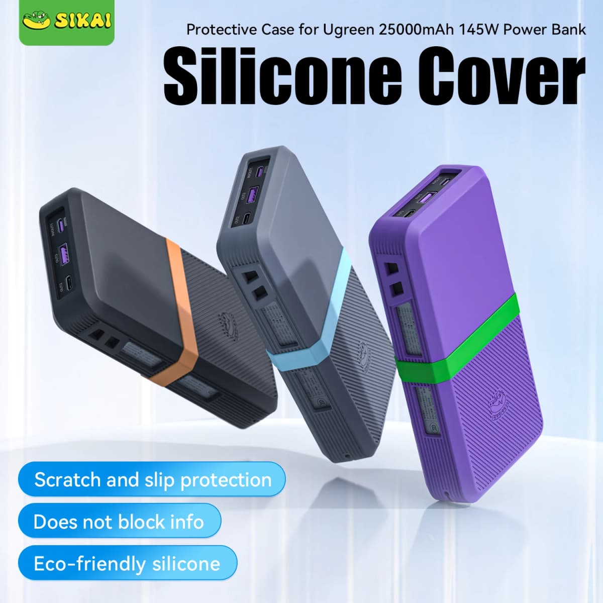 SIKAI Silicone Case for UGREEN 145W 25000mAh Power Bank Shockproof Cover with Precise Cutouts