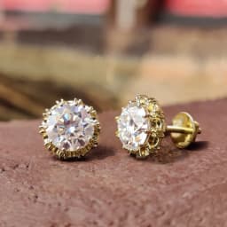 Rrjzz 6.5MM 1CT Moissanite Diamond Stud Earrings 925 Silver 14k Gold Plated Wedding Ear Studs for Women Men GRA Certificated