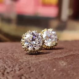 Rrjzz 6.5MM 1CT Moissanite Diamond Stud Earrings 925 Silver 14k Gold Plated Wedding Ear Studs for Women Men GRA Certificated