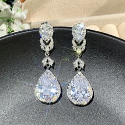 Huitan Women Drop Earrings with Bright Cubic Zirconia Charming Female Accessories for Party Engagement Trendy Daily Chic Jewelry