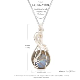 Labradorite Rainbow Moonstone Gemstone Pendant Copper Wire Wrapped Labradorite Jewelry Labradorite Necklace With Chain and Box