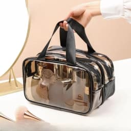 Transparent Cosmetic Bag Dry and Wet Separation PVC Cosmetic Storage Bag Large Capacity Waterproof Travel Toiletry Bag