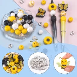 25/61PCS Butterfly Bee Daisy Silicone Bead Set, Perfect for DIY Handmade Crafts Such as Keychains, Necklaces, Bracelets, Etc
