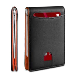 Men Slim Double Fold Wallet RFID Protection Credit Card Holder Portable Leather Card Case Minimalist Men's Money Clip