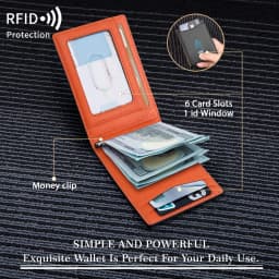 Men Slim Double Fold Wallet RFID Protection Credit Card Holder Portable Leather Card Case Minimalist Men's Money Clip
