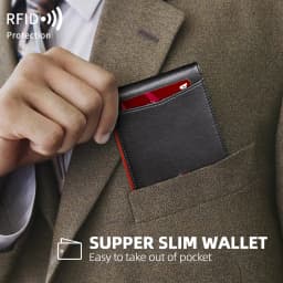 Men Slim Double Fold Wallet RFID Protection Credit Card Holder Portable Leather Card Case Minimalist Men's Money Clip