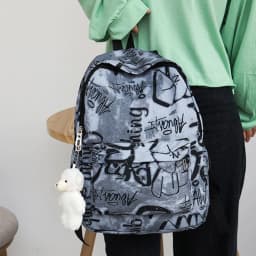 Fashion Nylon Women's Backpack Graffiti Printing Waterproof School Bags Large Capacity Shoulder Bag Students