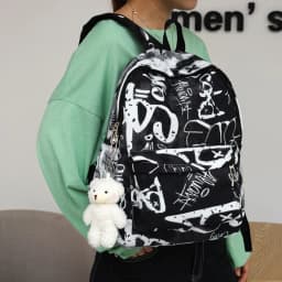 Fashion Nylon Women's Backpack Graffiti Printing Waterproof School Bags Large Capacity Shoulder Bag Students