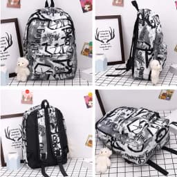 Fashion Nylon Women's Backpack Graffiti Printing Waterproof School Bags Large Capacity Shoulder Bag Students