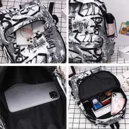 Fashion Nylon Women's Backpack Graffiti Printing Waterproof School Bags Large Capacity Shoulder Bag Students