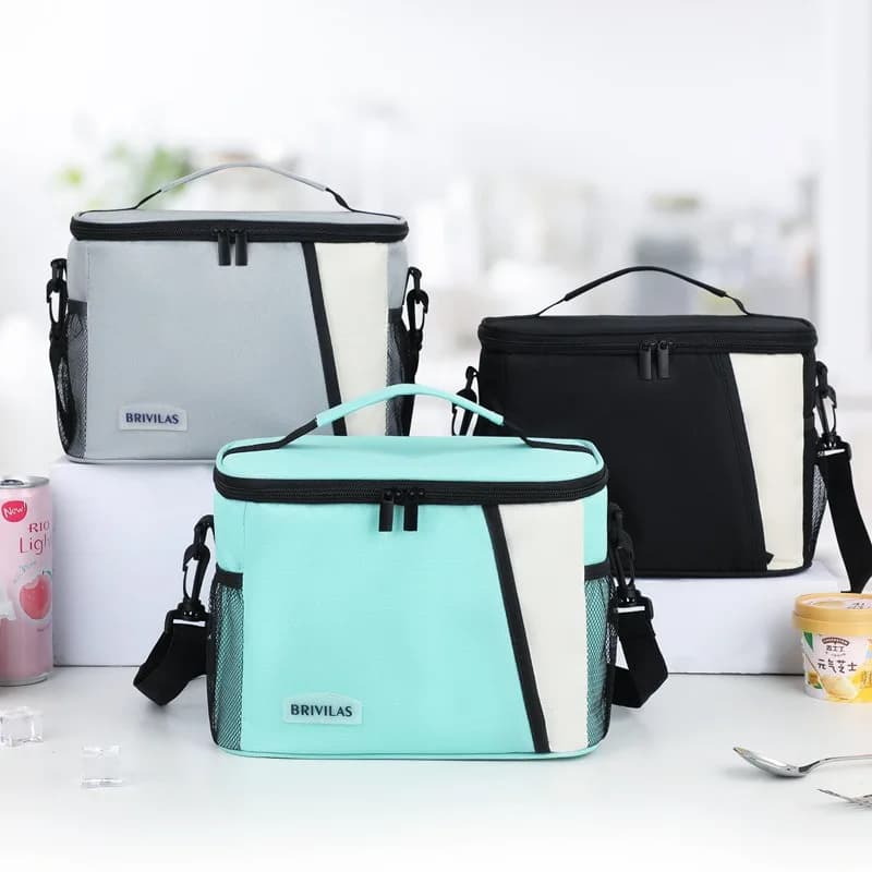 A Must in Winter! Dopamine Color Picnic Ice Bag Diagonally Across Square Lunch Bag Portable Going Out Thickened Aluminum Foil Th