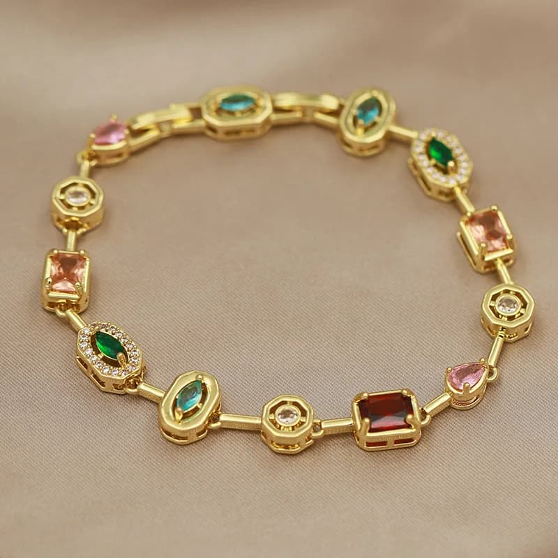 316L Classic Multicolor Crystal Waterdrop Bracelets for Women Luxury Zirconia Bracelets Wrist Jewelry