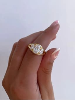 925 Sterling Silver Cambered Surface Three Oval Zircon Ring Engagement Wedding Luxury High Quality Fine Jewelry For Women
