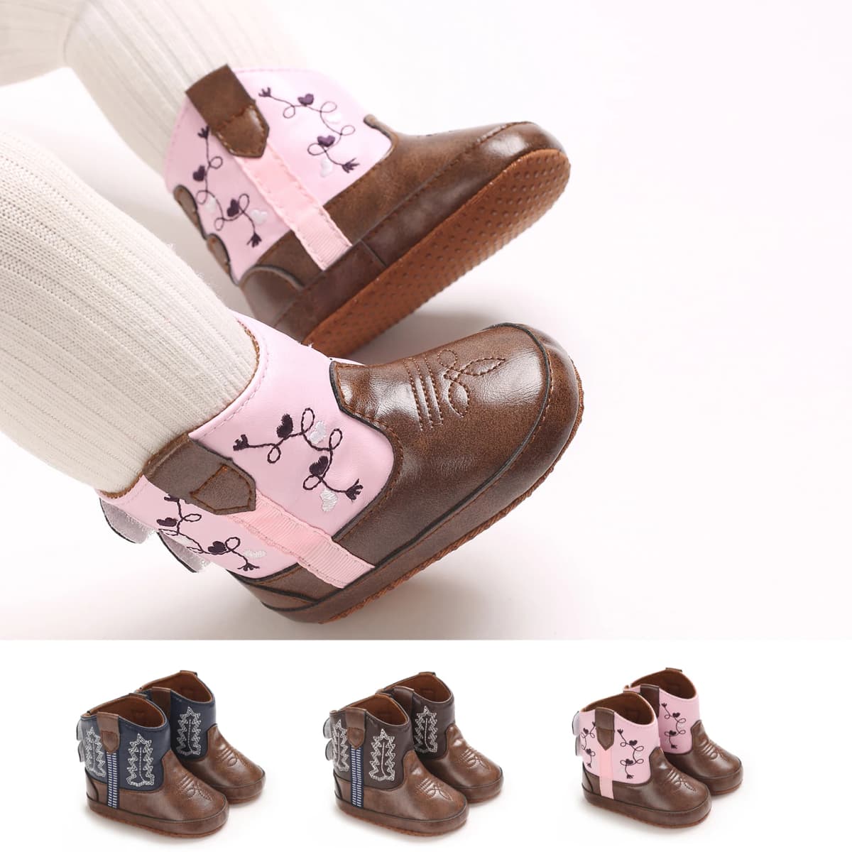 Baby Cowboy Boots - Western Style | Soft soled First Walking Shoes for Newborns and Preschoolers