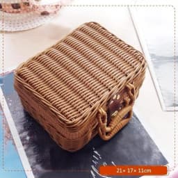 1 Pcs Rattan Baskets Picnic Storage Basket Wicker Suitcase With Hand Gift Box Woven Cosmetic Storage Box Organization Storage