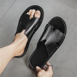 Fashion Men's Slippers Summer Outer Wear Non-Slip Wear-Resistant Casual Luxury Slippers Leather Slippers Outdoor