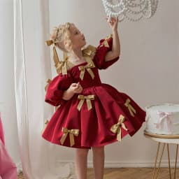 Girls Skirt 2026 Spring Summer New Childrens Clothes Girls Baby Fashion Sweet Gorgeous Bubble Sleeve Bow Princess Dress