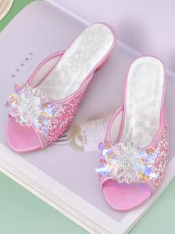 Girl Princess Crystal Slippers High Heels Children's Furniture Slippers