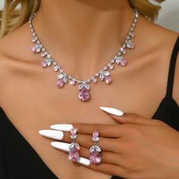 New French Ocean Zircon Necklace Earrings Set Fairy Tree Seal Fine Pair Dress Accessories Women