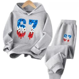 67 Chic Children's Hoodies Set 4-13Y Korean Streetwear Block Tracksuit Fashion Comfortable Kids Sweatshirt 2 Pcs Sets Pant Suit