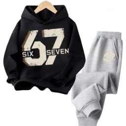 67 Chic Children's Hoodies Set 4-13Y Korean Streetwear Block Tracksuit Fashion Comfortable Kids Sweatshirt 2 Pcs Sets Pant Suit