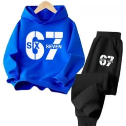 67 Chic Children's Hoodies Set 4-13Y Korean Streetwear Block Tracksuit Fashion Comfortable Kids Sweatshirt 2 Pcs Sets Pant Suit