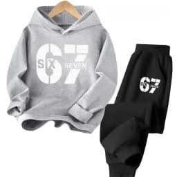 67 Chic Children's Hoodies Set 4-13Y Korean Streetwear Block Tracksuit Fashion Comfortable Kids Sweatshirt 2 Pcs Sets Pant Suit