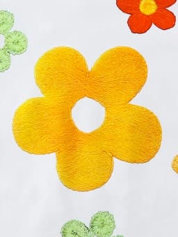 Children's Floral Decoration Set Fresh Fun Style Long Sleeve Top with 3D Flower Bell Bottom Pants And Hole Sticker Design