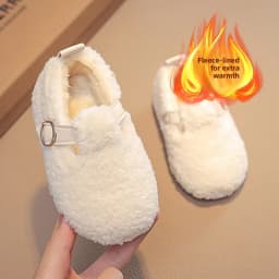 Winter Children's Shoes 2026 New Girls Fluffy Cotton Shoes Soft Bottom Non-slip Kids Fashion Simple Plush Shoes Trend Versatile