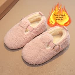 Winter Children's Shoes 2026 New Girls Fluffy Cotton Shoes Soft Bottom Non-slip Kids Fashion Simple Plush Shoes Trend Versatile