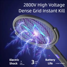 TINSOL Retractable Electric Mosquito Racket Rotating Head Insect Killer 2-in-1 Indoor/Outdoor Household Mosquito Eliminator