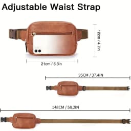 PU Leather Waist Bag for Women & Men, Adjustable Strap Crossbody Chest Bag, Fashion Fanny Pack, Lightweight Waterproof Belt Bag