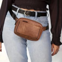PU Leather Waist Bag for Women & Men, Adjustable Strap Crossbody Chest Bag, Fashion Fanny Pack, Lightweight Waterproof Belt Bag