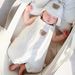3Pcs Muslin Baby Jumpsuit Coat Hat Bear Baby Summer Clothes Set Kids Coat Romper White Toddler Outfit Suit Infant Clothing 0-3T