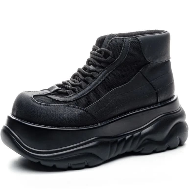 2024 Women's Small Man Heightened Platform High-top Trendy Cool Neutral Muffin Goth Short Punk Metal Big Head Boots