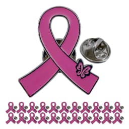 Pink Ribbon Pins Breast Cancer Awareness Enamel Lapel Pin for Women Pink Ribbon Brooch Pins Pink Butterfly Ribbon