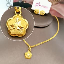 Women 18K Gold Plated Pendant Necklace and Drop Earrings Set Teardrop Star Round Flower Heart Gold Jewelry Accessories Gift