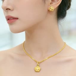 Women 18K Gold Plated Pendant Necklace and Drop Earrings Set Teardrop Star Round Flower Heart Gold Jewelry Accessories Gift