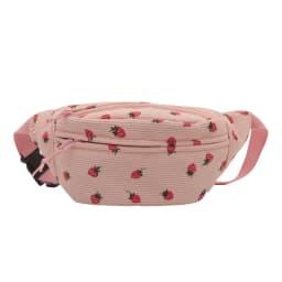 Waist Bag Women Men Corduroy Fanny Pack Strawberries Pocket Fashion Chest Handbag Sports Travel Purse Plaid WaistPack Belly Bags
