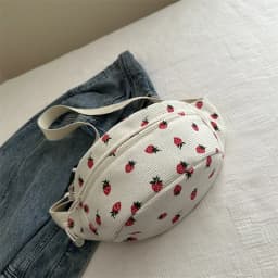 Waist Bag Women Men Corduroy Fanny Pack Strawberries Pocket Fashion Chest Handbag Sports Travel Purse Plaid WaistPack Belly Bags